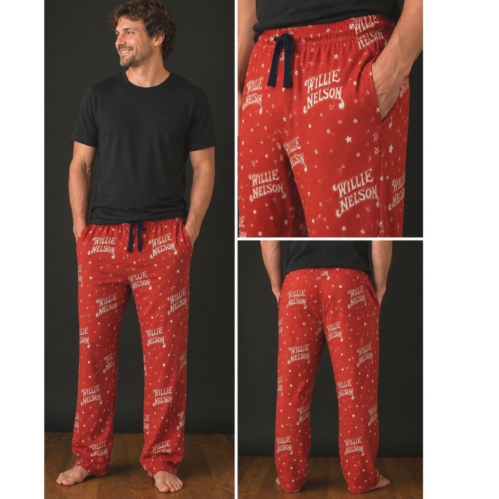 NEW Willie Nelson Mens Sleep Pants Pajama Bottoms Large‎ PJs Gift Country Music